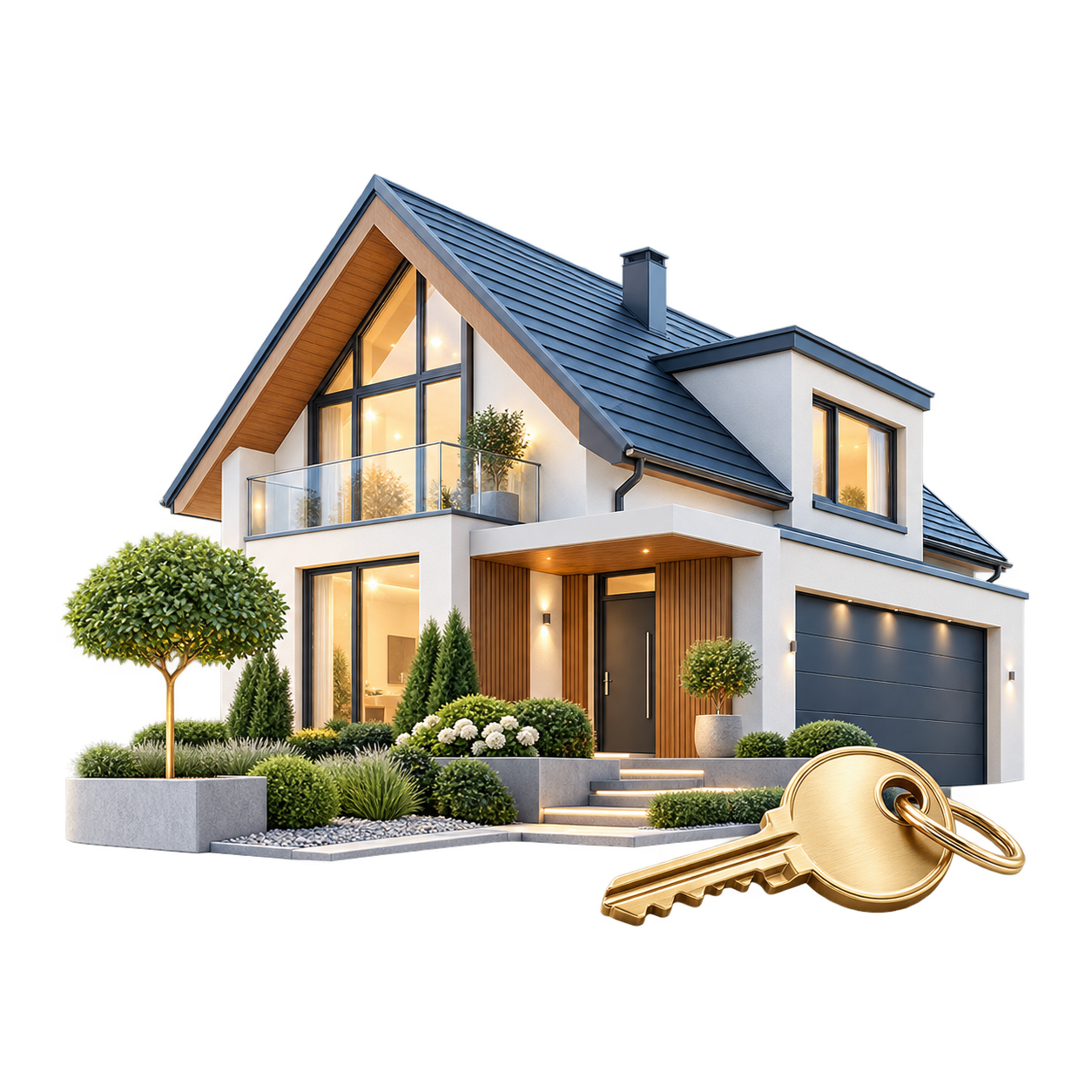 Декоративная архитектурная сцена для оффера «На покупку дома»